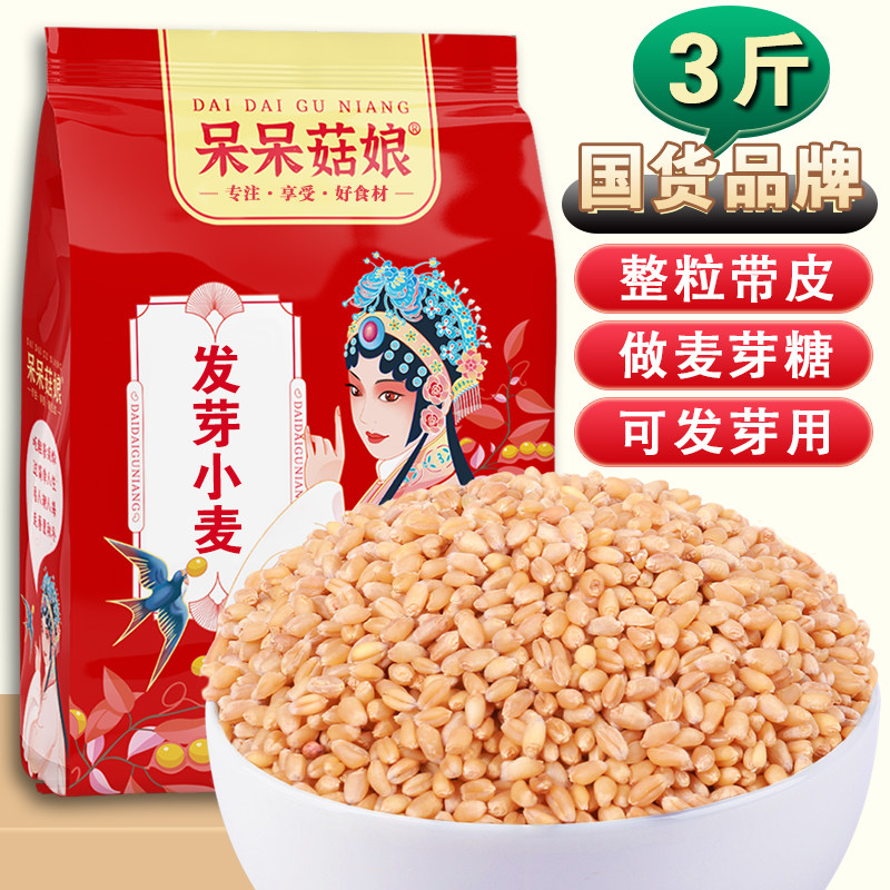 呆呆菇娘小麦3斤/5斤去壳带皮整颗小麦粒可磨面可发芽麦芽糖原料D