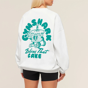 GYM鲨鱼健身圆领卫衣宽松长袖瑜伽运动跑步健身撸铁外搭日常休闲