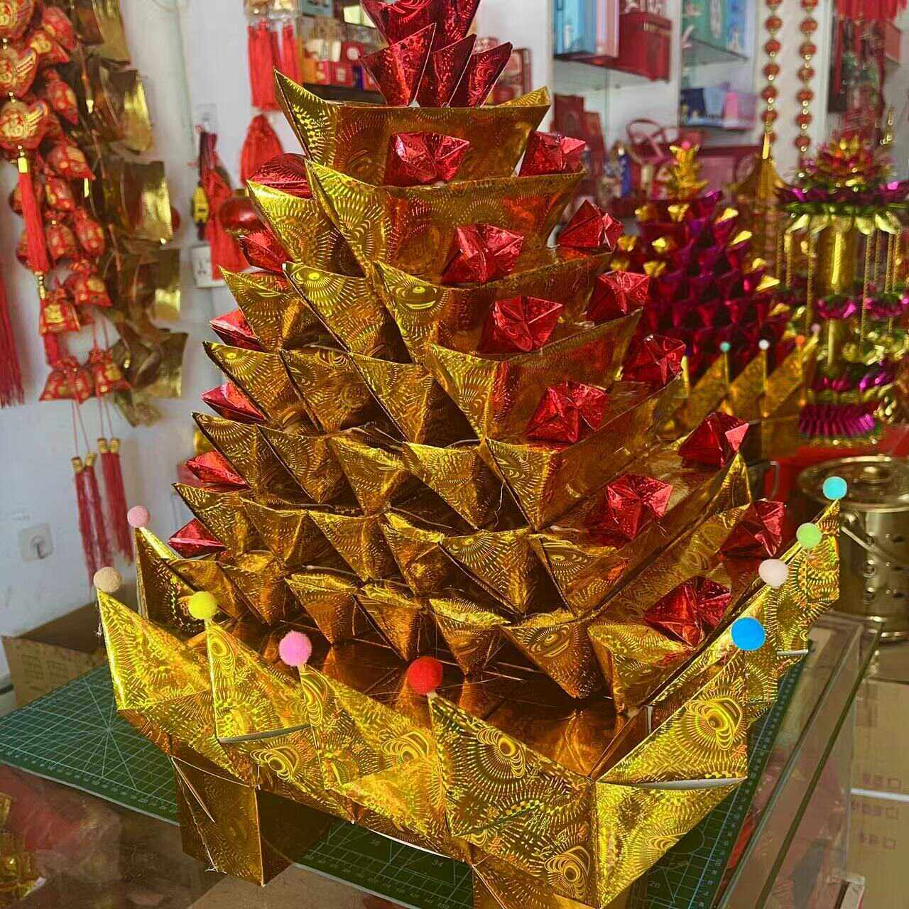 步步高升手工折纸材料包材料包(需自折视频教程）镭射纸拜月娘