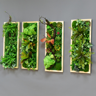 仿真绿植墙面植物多肉装饰假花墙壁家居相框挂饰餐厅鹿头壁挂墙饰