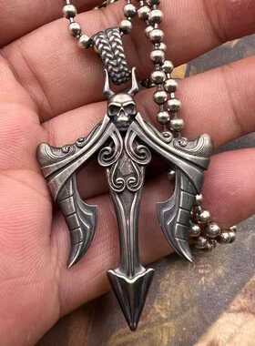 百搭嘻哈项链吊坠欧美复古银