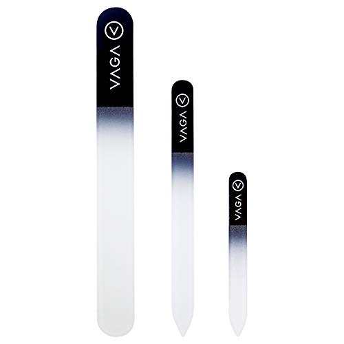 VAGA Genuine Crystal Glass Nail File set of 3PC Premium Nail