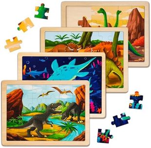 Ages Kids Dinosaur Packs HELLOWOOD Wooden Puzzles for