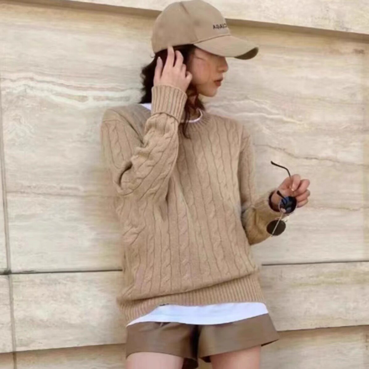 秋冬款山羊绒衫女圆领复古麻花套头毛衣高级感气质百搭打底羊毛衫