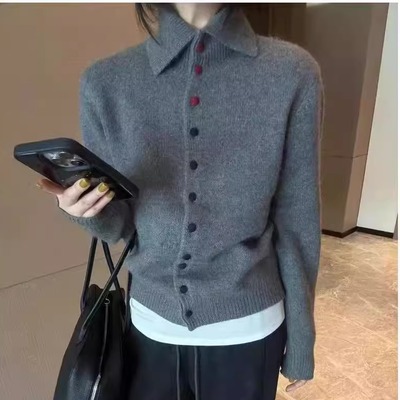 韩版山羊绒开衫女2025秋冬新款高领宽松毛衣外套时尚显瘦羊毛上衣