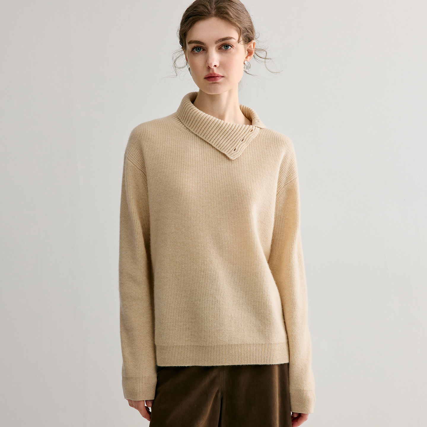 高端气质设计感高领100%山羊绒衫女百搭宽松针织衫保暖套头打底衫,女装/女士精品,羊绒衫,淘宝优惠券,粉丝福利购,淘宝优惠卷