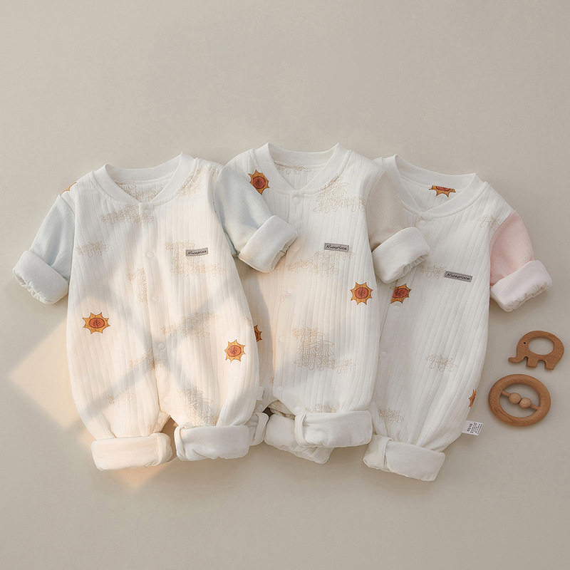 颗粒熊婴儿衣服秋冬夹棉哈衣薄棉柔软爬服童装保暖亲肤宝宝连体衣怎么看?