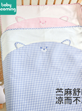 baby incoming婴儿凉席苎麻a类卡通印花包边宝宝床单新生儿凉席垫