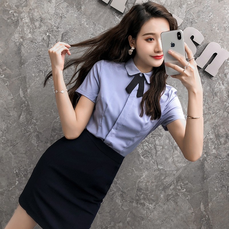 衬衫女春夏新款修身通勤气质空姐制服前台正装衬衣工作服职业套装
