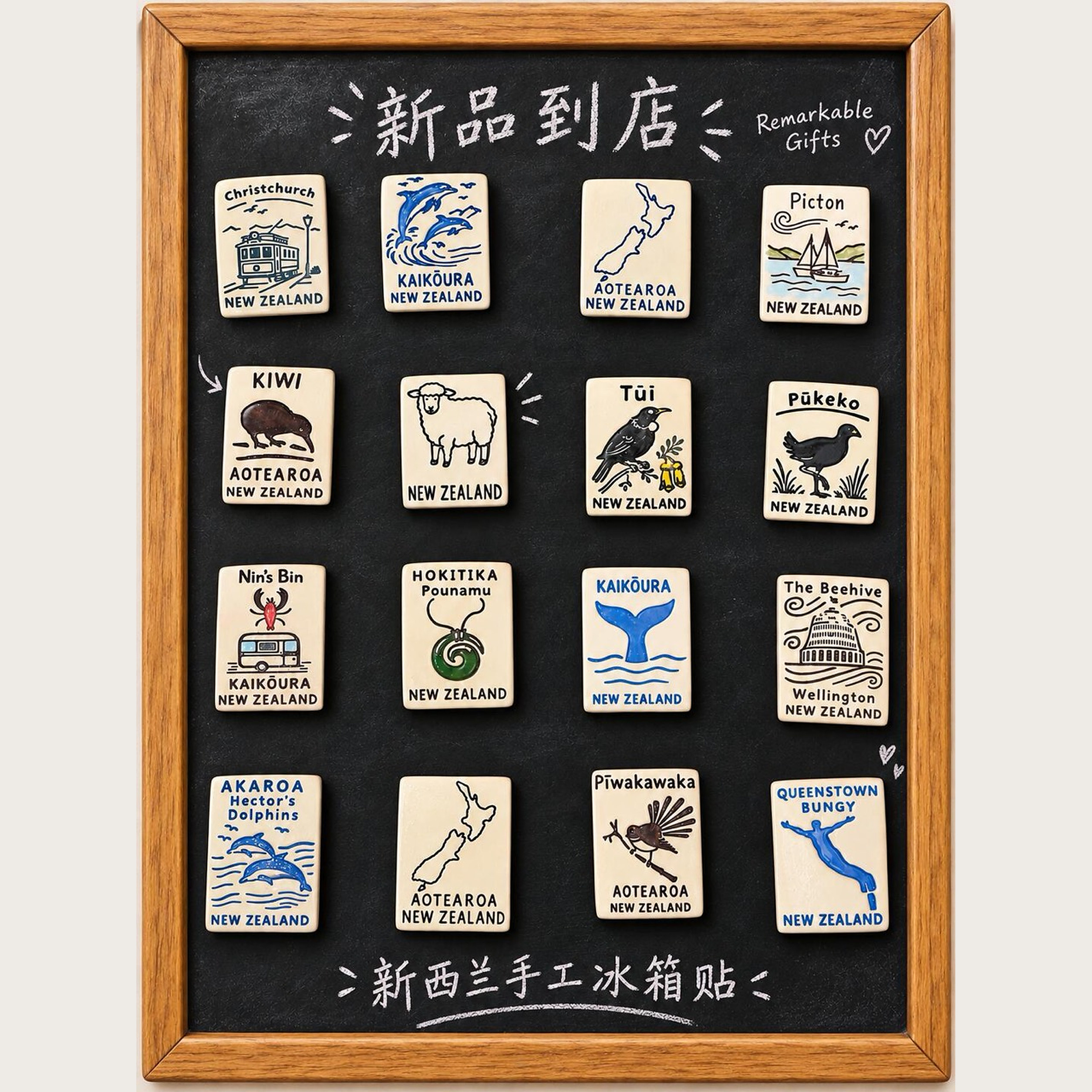 新西兰风景动物陶瓷冰箱贴十七款可选城市海岸旅行纪念伴手礼