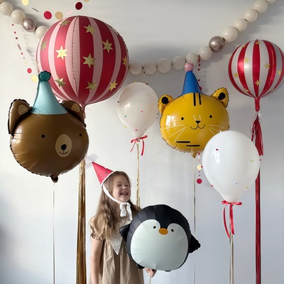 Circus birthday balloon 卡通创意动物铝膜气球生日节日惊喜装饰
