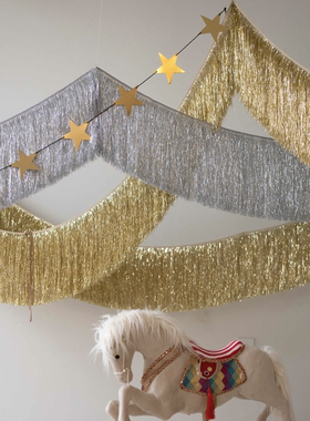 加密雨丝帘流苏挂饰派对店庆开业周年背景墙布置生日场景布置装饰