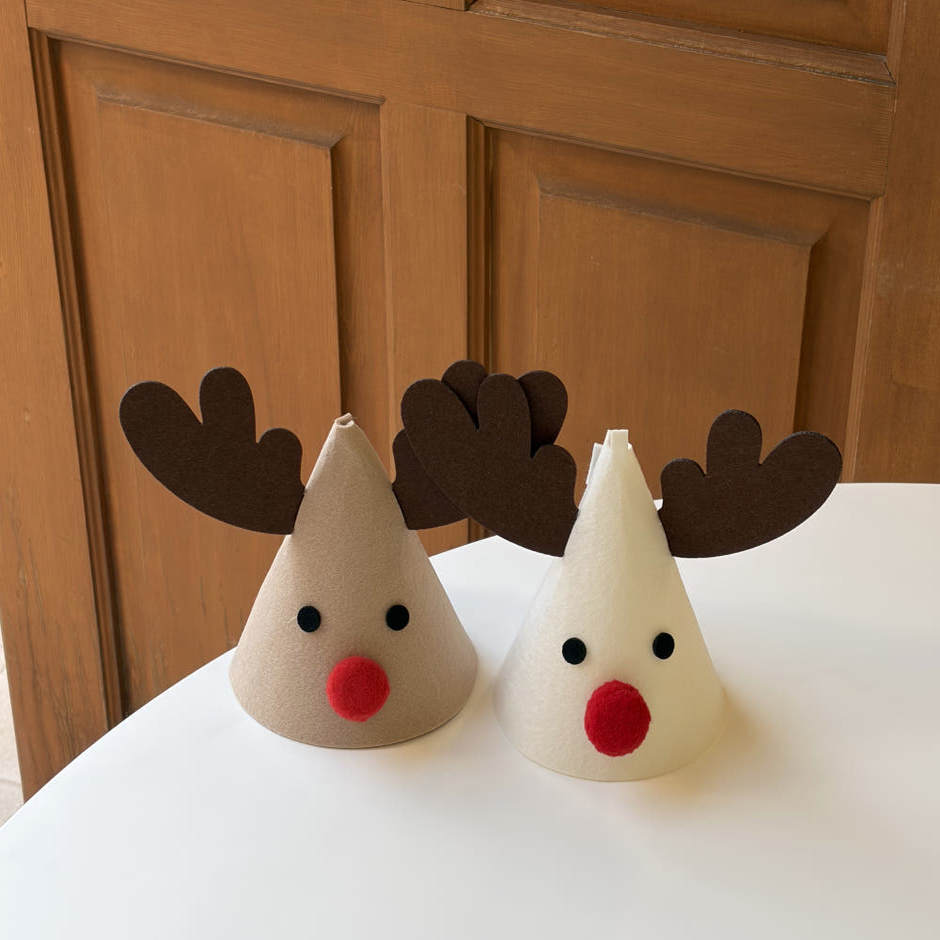 Christmas hat ins派对拍照道具小鹿网红装饰用品圣诞节毛毡帽子