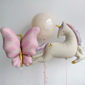 独角兽主题派对 公主生日氛围布置户外可爱卡通猫咪生日拍照气球