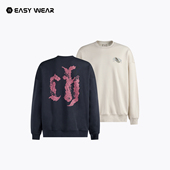 潮牌长袖 品牌logo纯棉宽松落肩毛圈卫衣男秋季 圆领男套头上衣