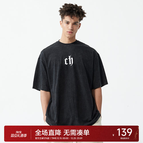 chinism印花短袖t恤美式潮牌情侣