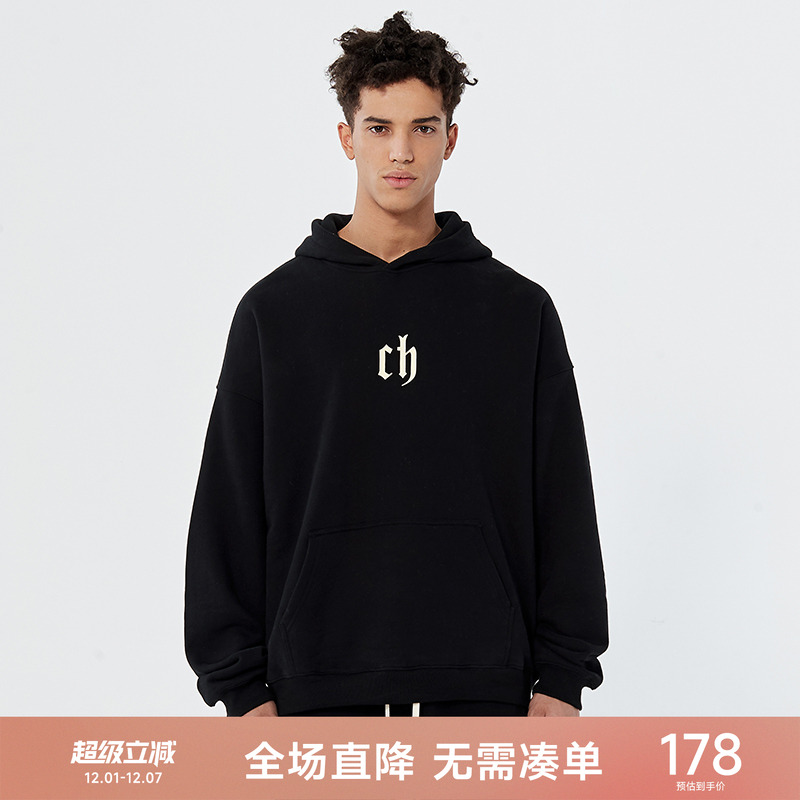 CH简约情侣卫衣宽松休闲帽衫男