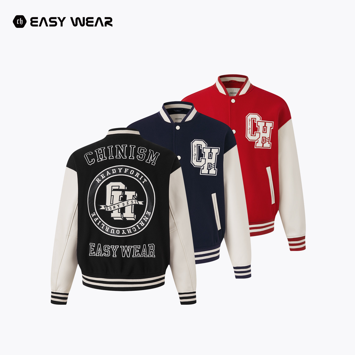 CH丨美式棒球服男秋季新款潮牌男生复古撞色拼接情侣长袖夹克外套,男装,夹克,淘宝优惠券,粉丝福利购,淘宝优惠卷