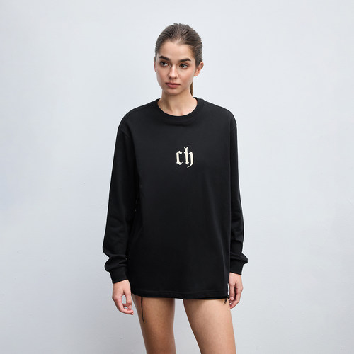 CH纯棉情侣长袖T恤黑色打底衫