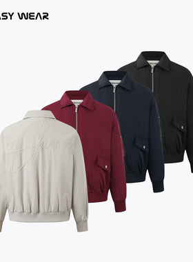 CH丨草体刺绣白鸭绒工装羽绒服男冬季新复古外套宽松翻领飞行夹克