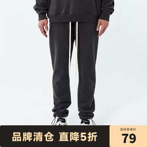 CHINISM CH青褐色休闲卫裤男春秋宽松潮运动束脚裤美式