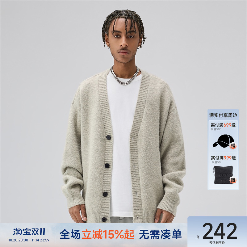 CH美式V领宽松开衫毛衣