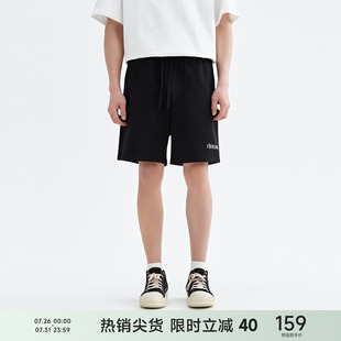 宽松基础五分裤 CH黑色运动休闲短裤 潮牌简约百搭中裤 男夏季 美式