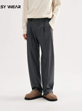 CH丨叠褶垂感直筒西裤男秋季美式深灰色宽松休闲裤男简约通勤裤子