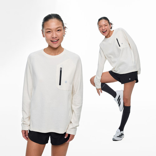 CH丨华夫格亲肤运动长袖T恤女