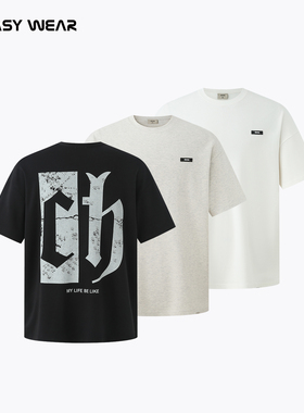 CH丨后背阴阳印花短袖T恤男夏潮流男生美式休闲情侣黑色宽松半袖