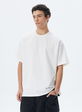 CH白色重磅短袖T恤男夏季新款美式纯棉半袖男休闲宽松透气上衣