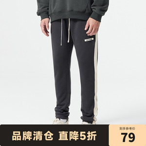 CHINISM CH高街束脚卫裤男春秋潮流侧条纹撞色拼接宽松休闲裤美式
