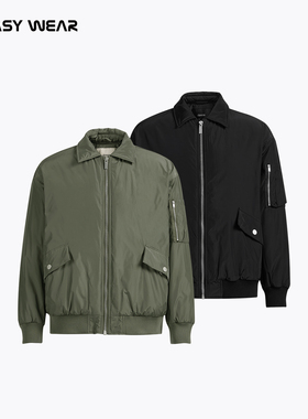 CH丨军绿色飞行夹克棉服男美式潮牌冬季翻领男士加厚保暖棉衣外套