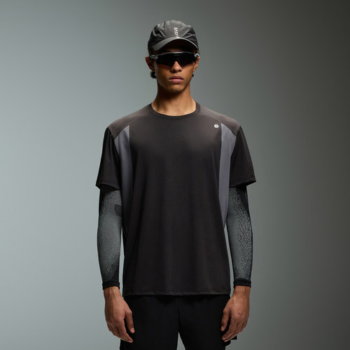 CH无缝压胶拼接撞色速干T恤男