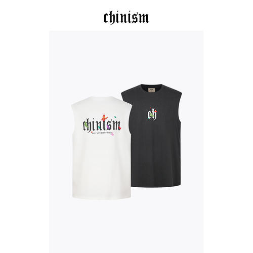 Chinism CAS经典logo蝴蝶刺绣凉感背心男夏季男士运动坎肩无袖