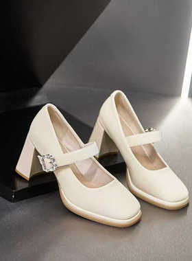 卡晶妮软底超高跟方头女鞋2025春新高跟鞋25227软皮一字带扣单鞋