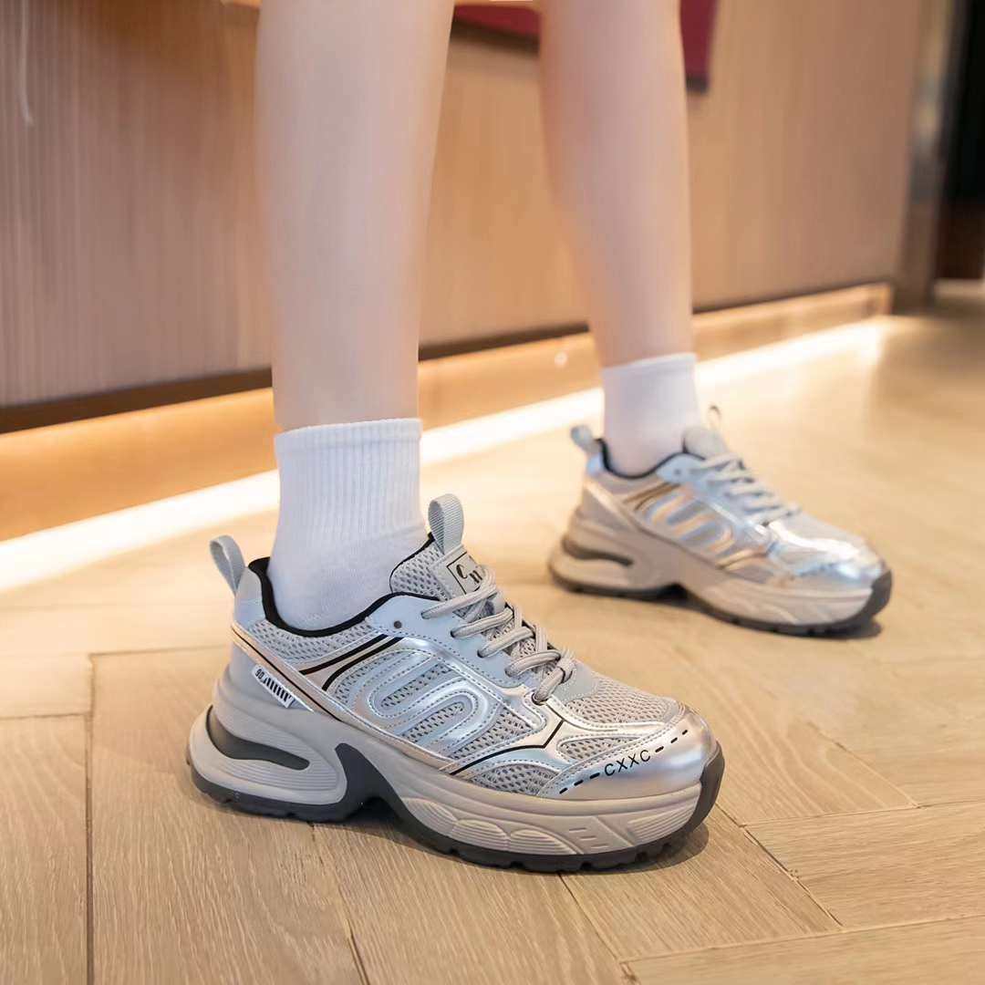 卡帝奥尼真皮网面透气女鞋2024春新款2566028软底中跟运动休闲鞋,女鞋,时尚休闲鞋,淘宝优惠券,粉丝福利购,淘宝优惠卷