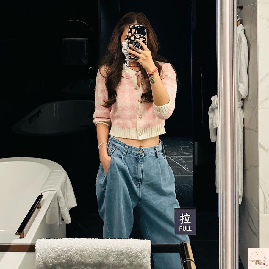 宽松阔腿长裤厚棉2022秋冬牛仔裤