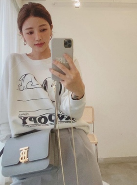 before30定制x许路儿同款卡通狗狗长袖白色印花卫衣 柔软亲肤