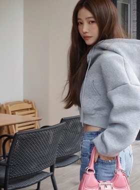 许路儿LUREHSU正品代购R231040选品系列:灰色短版连帽休闲外套