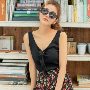 前绑带挖背露背针织背心 许路儿正品 R191159 HSU 小性感 LURE