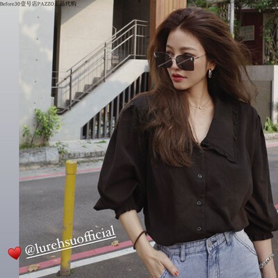 lurehsu许路儿澎袖黑白2色大衣