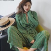 女许路儿明星同款 碎花小众风格 阔腿裤 限量自制印花连体裤 复古新品