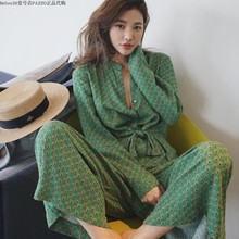 限量自制印花连体裤女许路儿明星同款碎花小众风格阔腿裤复古新品