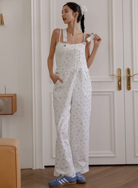 许路儿LUREHSU正品代购R241191 選品系列:碎花白色吊带裤背带裤