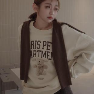 代购 COCO MIT CREAMY HOOHOO洗旧印花大学TEE卫衣 ELLIE PAZZO正品