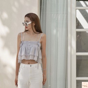 HSUR221104細肩带蛋糕背心露腰短纯色小吊带 LURE 许路儿正品 代购