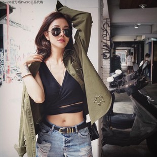 交叉绑带针织坑条背心 许路儿 R181079 HSU 合身显瘦2色入 LURE