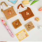 卡皮巴拉豆豆本毛绒迷你小本子儿童记事本随身口袋本子便签本礼物