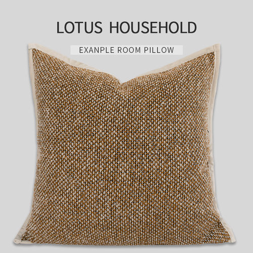 橙色咖色棉麻肌理抱枕套侘寂风新中式民宿酒店床头靠枕样板房